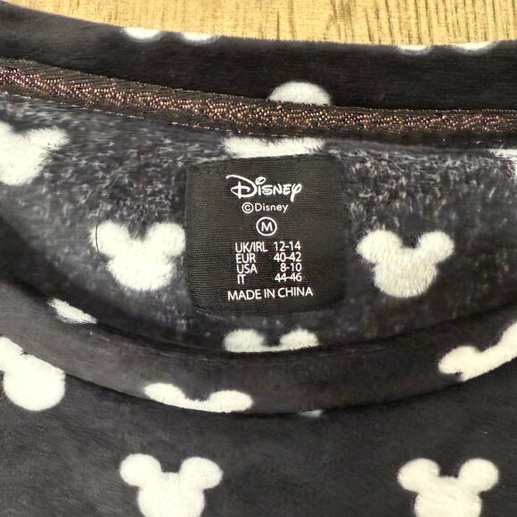 Disney Black Mickey Mouse Head Print Long Sleeve Top‎ Medium - Picture 3 of 7